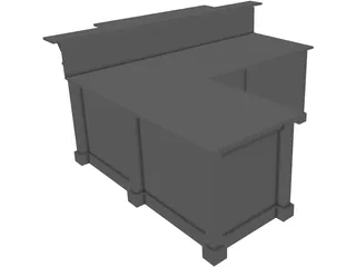 Desk L-Shaped Reception 3D Model preview