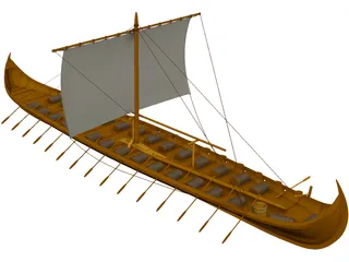 Viking Longboat 3D Model preview