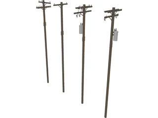 Electrical Post Array 3D Model preview