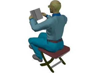 Man with Book 3D Model preview
