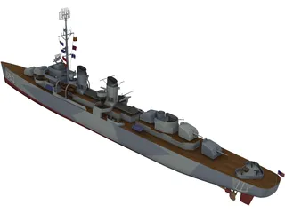 USS Fletcher 3D Model preview