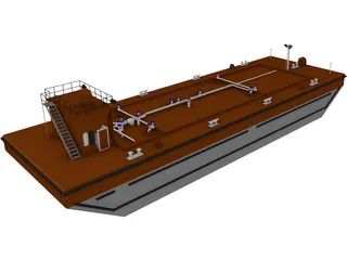 Oil Tanker Barge 3D Model preview