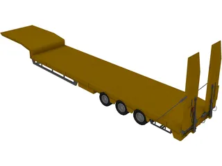 Flatbed Trailer 3D Model preview