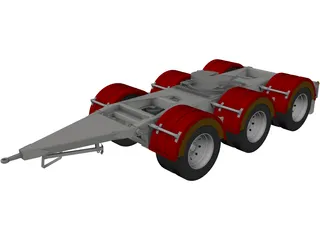 Tri-Axle Dolly 1540 Axle Centers 3D Model preview