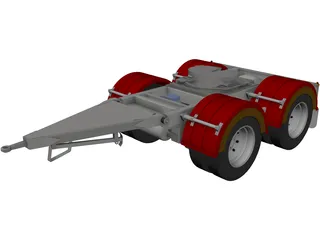 Tandem Axle Dolly 1540 Axle Centers 3D Model preview