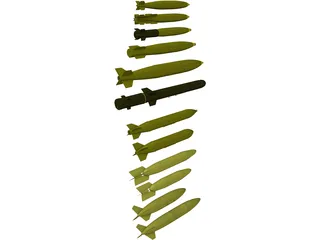 MK82 and MK84 Family Bombs 3D Model preview
