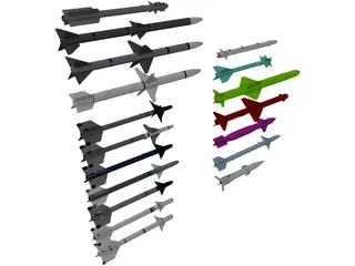 Aerial Launched Missiles Pack 3D Model preview