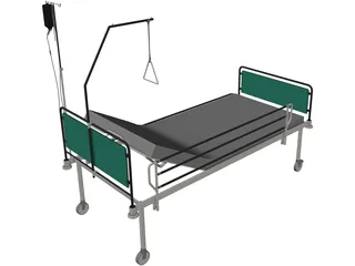 Hospital Bed 3D Model preview