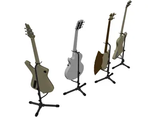 Electric Guitars Collection 3D Model preview