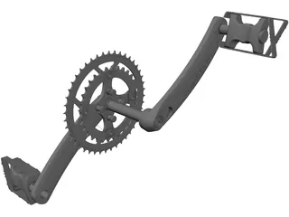 Crankset and Pedals 3D Model preview