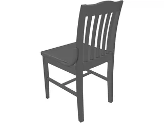 Old American School Chair 3D Model preview