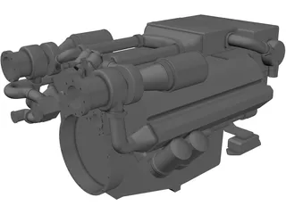 MAN Marine Diesel V12 Engine 3D Model preview