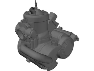 Two Stroke Motorbike Engine 500cc 3D Model preview