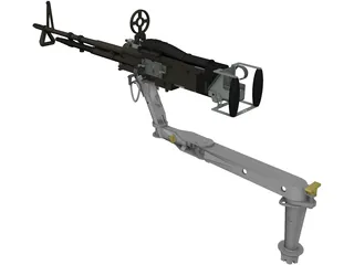 M60 7.62mm Machine Gun and Arm 3D Model preview