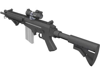 FN FAL Custom Rifle with Aimpoint Scope 3D Model preview