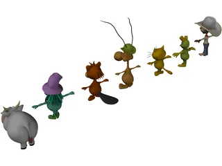 Cartoon Characters Collection 3D Model preview