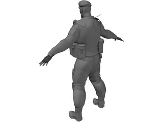Soldier Black Beret 3D Model preview