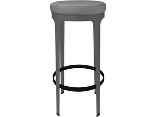 High Metal Barstool 3D Model preview