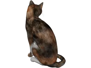 Cat Sitting Red Haired 3D Model preview