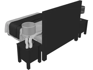 Double Bed 3D Model preview