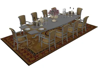 Tables and Chairs 3D Model preview