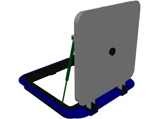 Watertight Steel Hatch Flush Type 3D Model preview