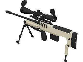 .338 Lapua Magnum Bullpup 3D Model preview