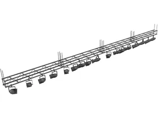 Truss with Stage Ligths and Chains 3D Model preview