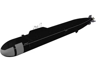 Yasen Class Russian Submarine 3D Model preview