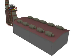 Gas Power Plant 3D Model preview