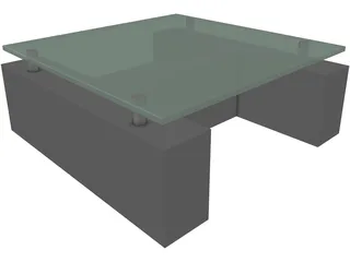 Coffee Table with Glass 3D Model preview