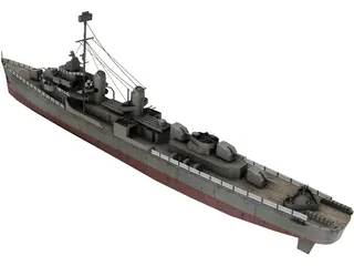 Fletcher Class Destroyer 3D Model preview
