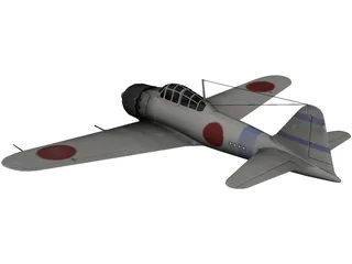 A6M Zero Navy Camo 3D Model preview