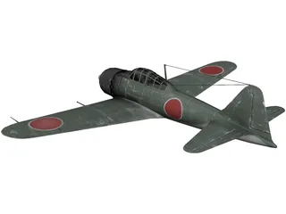 A6M Zero Ground Camo 3D Model preview