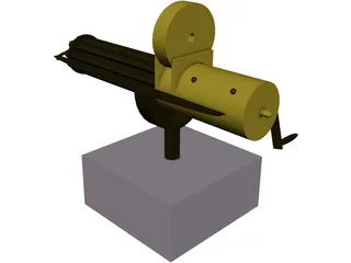 Gatling Gun Hand-Crank 3D Model preview