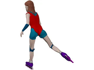 Woman with Scates 3D Model preview