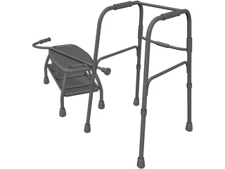 Walker Cane and Bath Chair 3D Model preview