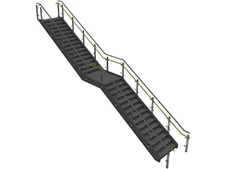 Stair with Glass Rail 3D Model preview