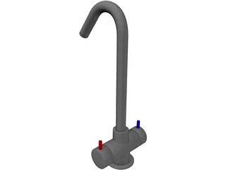 Modern Kitchen Faucet 3D Model preview