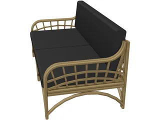 Sofa Bambu and Rattan 3D Model preview