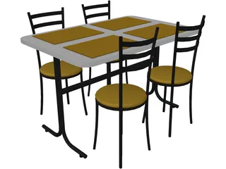 Table And Chairs Snack Bar 3D Model preview