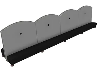 Booth 4 Panel Double Princeton 3D Model preview