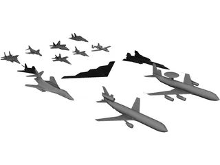 Airplanes Set 3D Model preview