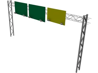 Highway Truss with Signs 3D Model preview