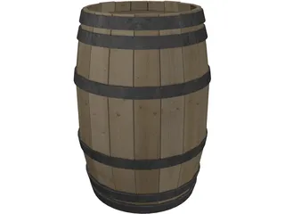 Wooden Barrel 3D Model preview