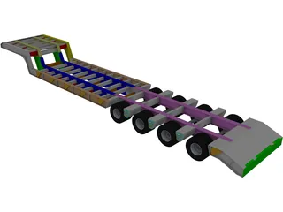 Trailer Lowboy 3D Model preview