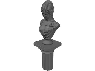Woman Goddess Statue 3D Model preview