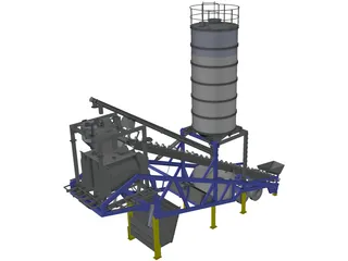 Mobile Concrete Batching Plant Mixer 3D Model preview