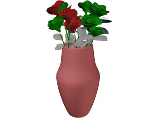 Roses in Vase 3D Model preview