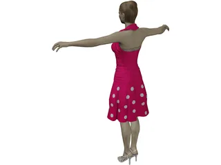Summergirl in Strawberry Dress 3D Model preview